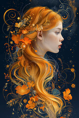 Creative illustration representing astrological signs: Virgo zodiac sign symbol.