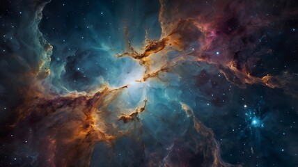 Obraz premium Fantasy space illustration with planets and stars, unique astronomical abstract background wallpaper