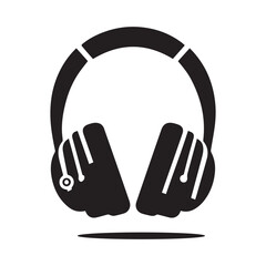 Gaming Headphone headset vector silhouette Black and White Stock Photos