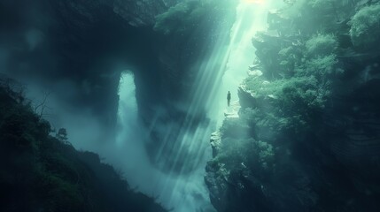 Obraz premium underwater scene with rays of light and sun