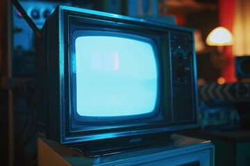 glowing screen of a retro-tv close-up, conceptual composition