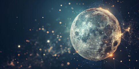 Naklejka premium a large moon with many stars around it and a blue background with