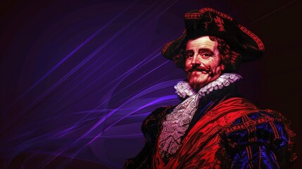 Fototapeta premium The Laughing Cavalier by Frans Hals with digital suit