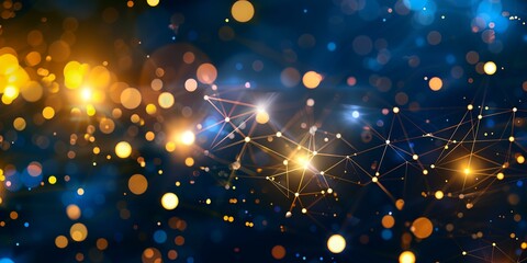 Obraz premium blue and yellow background with stars and lines