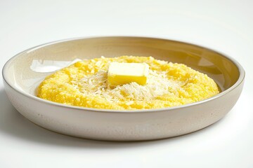 Creamy Basic Polenta with Melted Butter and Grated Parmesan