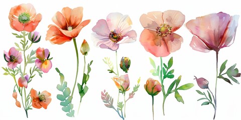 bunch of flowers that are on a white background