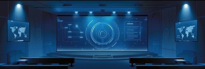  Virtual classroom setup with digital screens