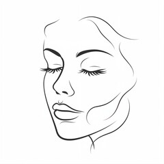 outline drawing of woman's face with her eyes closed