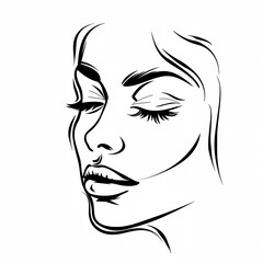 outline drawing of woman's face with her eyes closed