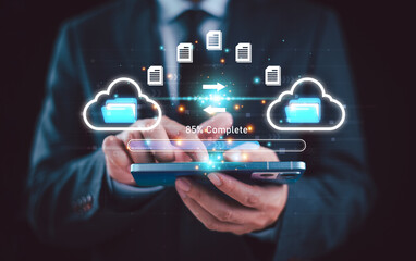 Data transfer technology concept. FTP(File Transfer Protocol) files recovery computer backup....