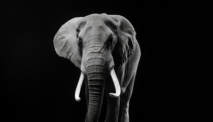 Elephant on black background