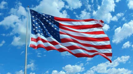 Obraz premium American Flag Flowing in the Wind --ar 16:9 --style raw Job ID: 4cd8afae-699e-43b7-87ed-59f91ce7187c