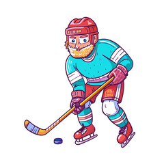 Athlete hockey player minimalistic figure 