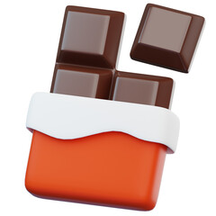 3d chocolate bar with red packaging