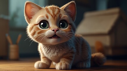 Cat Character, Cute 3D Cat Character Clipart, 3D Animation Cartoon Style, 3D Render Illustration