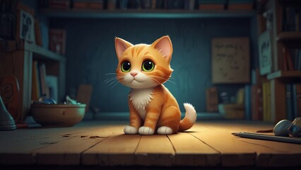 Cat Character, Cute 3D Cat Character Clipart, 3D Animation Cartoon Style, 3D Render Illustration
