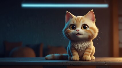 Cat Character, Cute 3D Cat Character Clipart, 3D Animation Cartoon Style, 3D Render Illustration