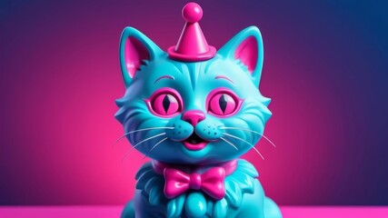 A 3D cute cartoon cat clown.