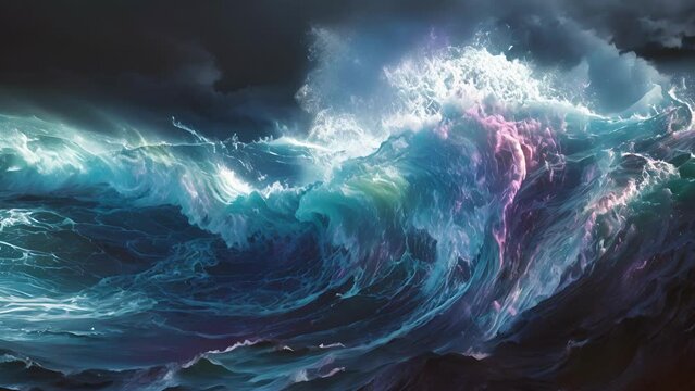 Wind and wave data is transformed into a dynamic visual representation highlighting the intensity and movement of storms across the ocean.