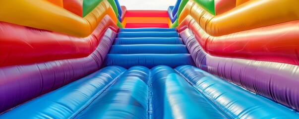 Vibrant Inflatable Bounce House Stairs in Playful Setting