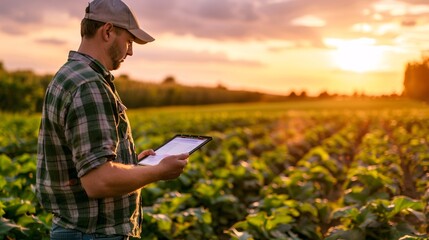 A drone pilot meticulously analyzes data collected from a field, utilizing a digital map to identify areas requiring attention or optimization. The image embodies the use of technology for precision