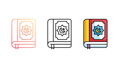 Islamic Book icon design with white background stock illustration