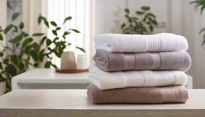 Clean terry towels in the apartment interior