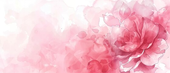 Elegant rose in soft pink watercolor style with delicate petals