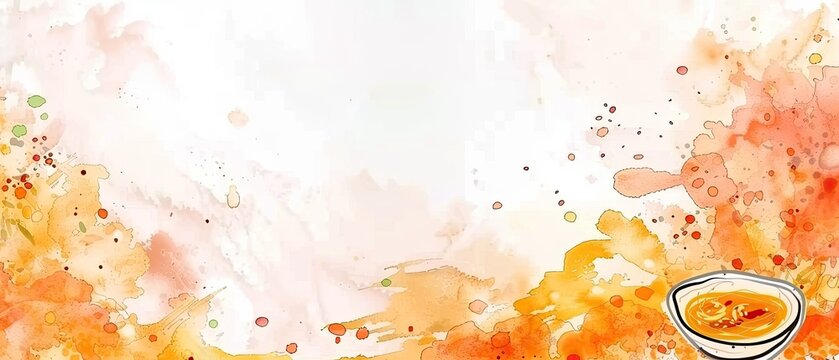 Japanese curry watercolor style with ample copyspace