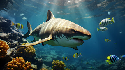 Naklejka premium shark in the ocean