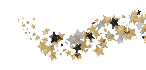 XMAS Stars - A gray whirlwind of golden snowflakes and stars. New