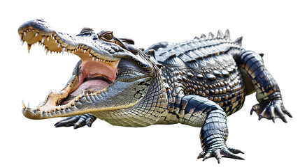 Fototapeta premium crocodile opening mouth isolated in transparent background. 