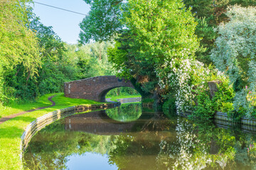 Bridge on the canal in the UK during a Spring morning