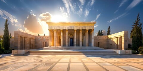 Recreation of First Century Jerusalem Temple at Israel Museum in Jerusalem. Concept Historical Recreation, Religious Artifacts, Architectural Marvel, Holy Land Insights, Cultural Heritage