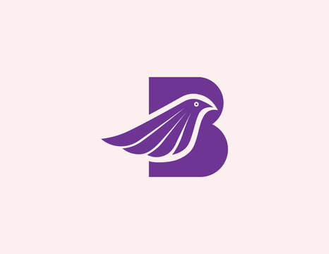 A minimalist bird logo with letter B 