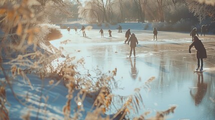 Obraz premium Winter landscape with trees background