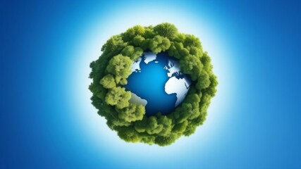 Earth globe illustration on with plants copy space banner ecological earth day hour safe trees mountains environmental problems on blue background