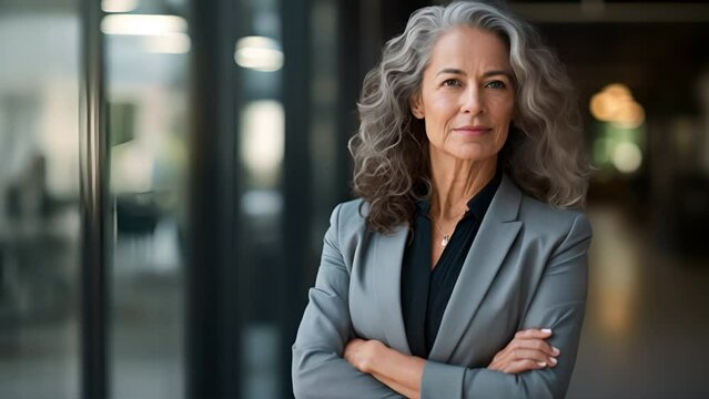 charismatic middle-aged businesswoman with a captivating smile,
