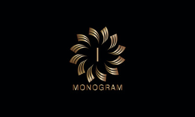 Luxury artistic monogram design template with initial letter I. Elegant, refined logo in vector illustration
