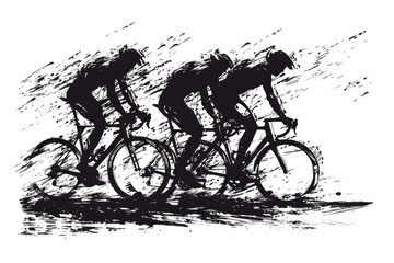 Obraz premium A pair of cyclists enjoying a ride together on a quiet road, suitable for use in travel or lifestyle themes