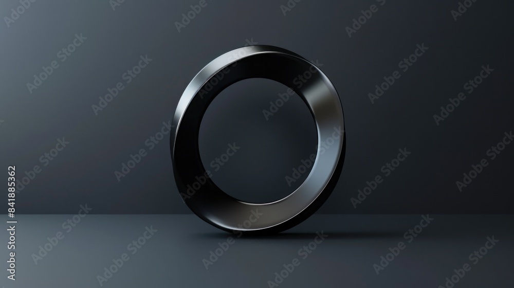 Poster a black and silver object sits on a gray surface, providing a striking visual contrast