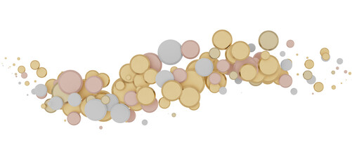 Joyful Deluge: Brilliant 3D Illustration Showcasing an Overflow of gold Confetti