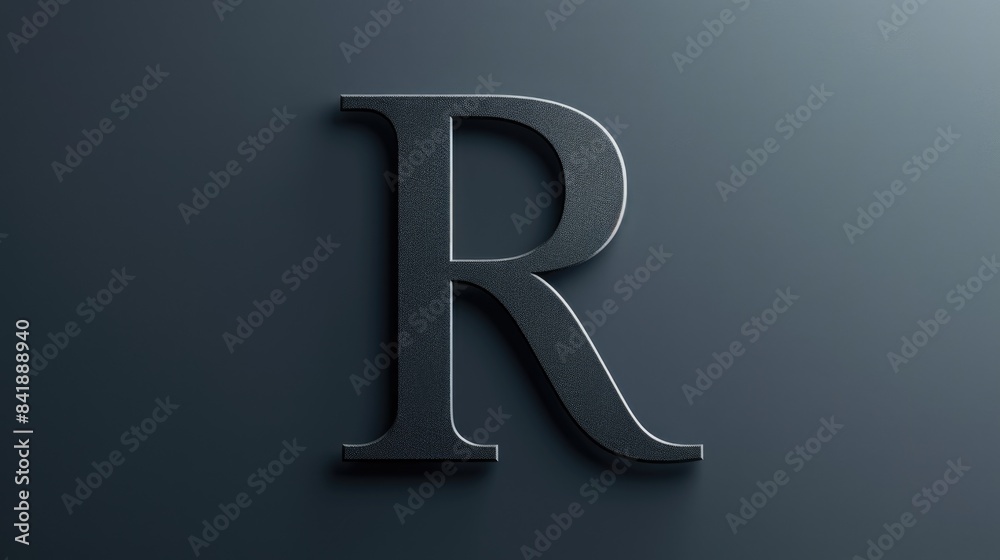 Poster a single letter r appears against a dark background, great for use as an abstract design or symbol