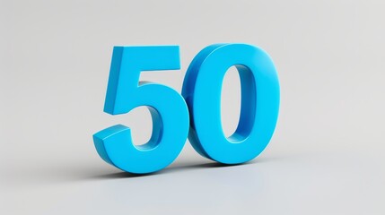 '50%' promotion sign with 3D effect, bold red letters and black shadow, isolated on a white background, vibrant and attention-grabbing, ideal for marketing