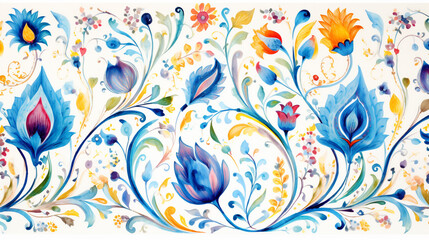 Paisley watercolor floral pattern designs