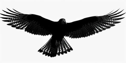 Obraz premium A black and white photo of a bird in mid-air, with wings outstretched
