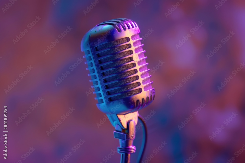 Poster A close-up shot of a microphone with a blurred background
