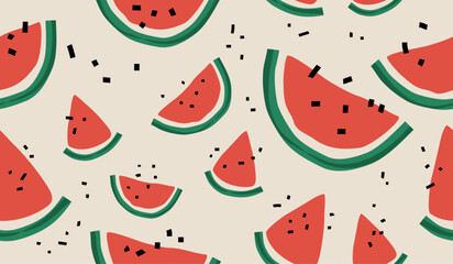 Cute watermelon fruits pattern background vector design