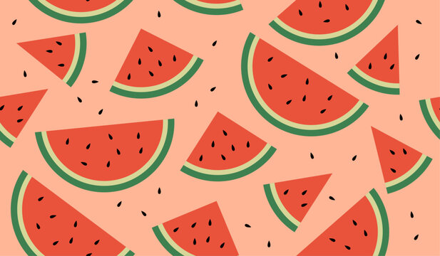 Cute watermelon fruits pattern background vector design