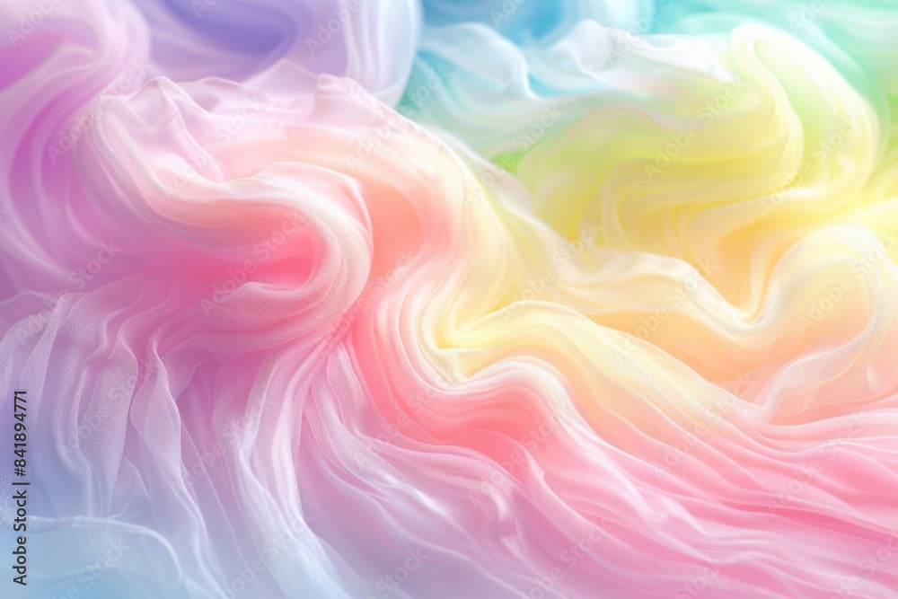 Poster a close up shot of a rainbow colored fabric with vibrant colors and intricate texture